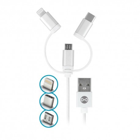 Cavo USB 3 in 1 Universale MICRO USB + TYPE-C + IPHONE LIGHTNING - 