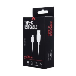 Cavo USB TYPE-C FAST CHARGE 2A Universale 3 metri RICARICA RAPIDA  Maxlife Bianco