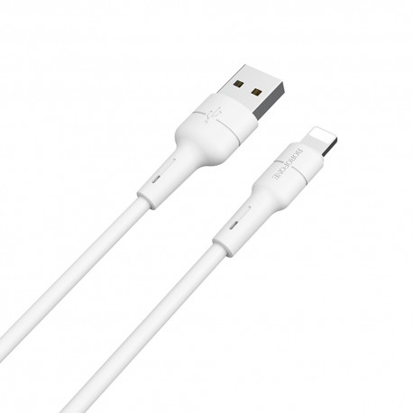 Cavo Usb silicone Iphone X 11 Lightning  allungabile 1,6 metri Ricarica rapida 2,4A BX30 Bianco