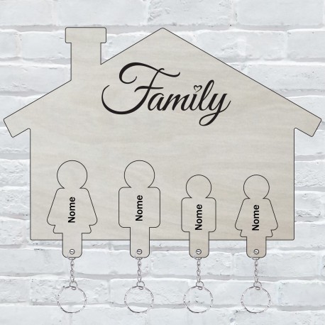 Appendichiavi da muro personalizzato con 4 portachiavi ad incastro da parete in legno porta chiavi