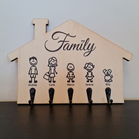 Appendichiavi da muro personalizzato portachiavi da parete in legno porta chiavi ingresso Family