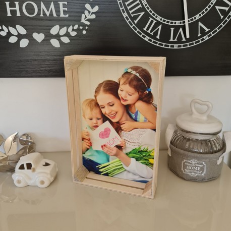 Foto cassetta in legno quadro stampa fotografica personalizzata 25cm x 16cm Verticale