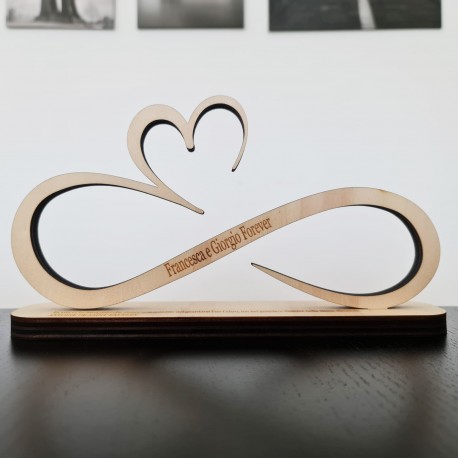 Infinito con Cuore Personalizzabile In Legno Regalo Love Idea Regalo di San Valentino