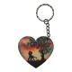 Portachiavi personalizzato in vero legno naturale a forma di cuore stampato
