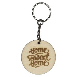 Portachiavi personalizzato in vero legno naturale rotondo inciso