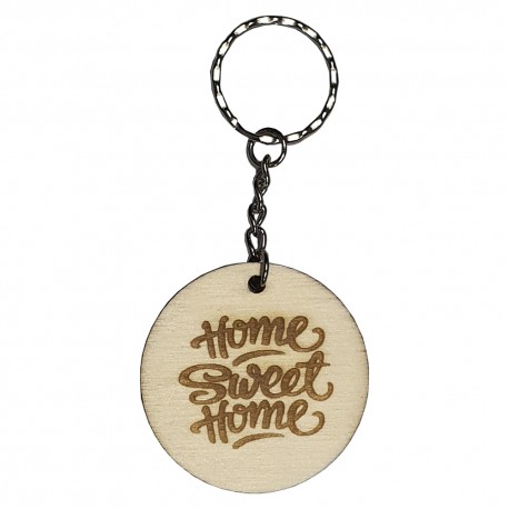 Portachiavi personalizzato in vero legno naturale rotondo inciso