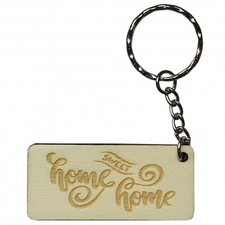 Portachiavi personalizzato in vero legno naturale rettangolare inciso