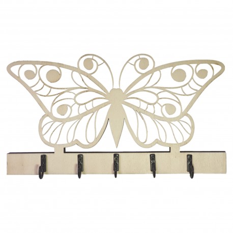 Appendichiavi da Muro Personalizzato Color Legno a Forma di Farfalla Portachiavi Personalizzabile da parete per Famiglie