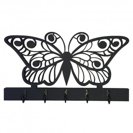 Appendichiavi da Muro Personalizzato Color Nero a Forma di Farfalla Portachiavi Personalizzabile da parete per Famiglie