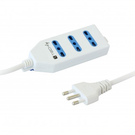 Ciabatta Elettrica Multipresa 3 Prese Spina Italiana 10/16A Bipasso Techly IUPS-PCP-413