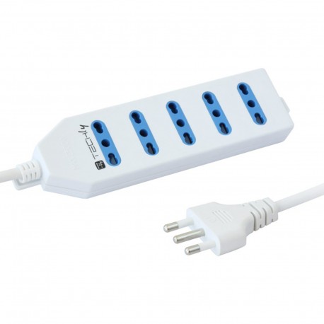 Ciabatta Elettrica Multipresa 5 Prese Spina Italiana 10/16A Bipasso Techly IUPS-PCP-415