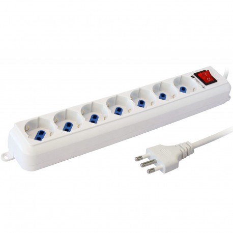 Ciabatta Elettrica Multipresa 7 Prese Spina Schuko 10/16A Bipasso Con Interruttore Techly IUPS-PCP-7L