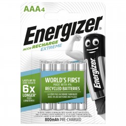4 Batterie AAA Ministilo Ricaricabili Energizer Extreme Recharge HR03 1.2V