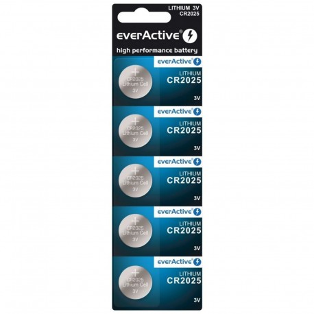 5 Batterie Tampone Al Litio CR 2025 Everactive 3V