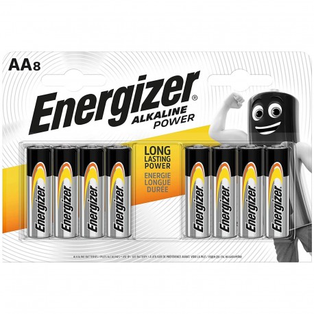 8 Batterie AA Stilo Energizer Alkaline Power LR6 1.5V