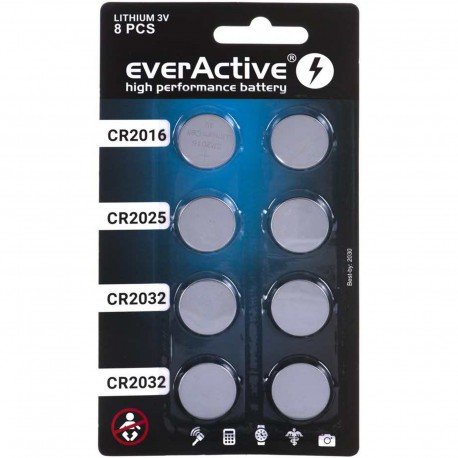 8 Batterie Tampone Al Litio CR 2016 2025 2032 Everactive 3V