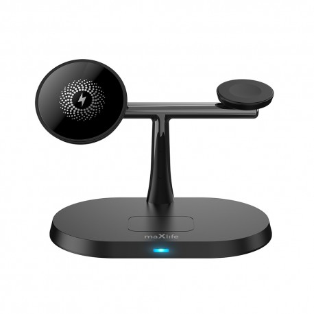 Caricabatterie WIRELESS Universale Maxlife MXWC-03 3in1 wireless charger 15W black compatibile iPhone Samsung Huawei