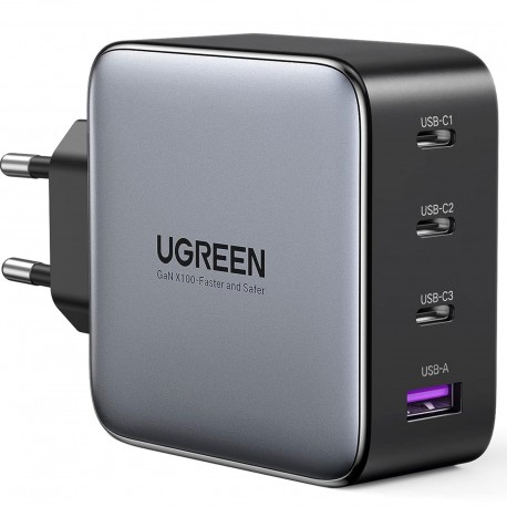 UGREEN Caricatore USB 100W GaN Nexode, 3 x USB Type-C, 1 x USB3, Black 40747