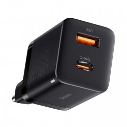 Baseus CCSUPP-E02 Super Si Quick Charger Caricatore Alimentatore da Rete USB +  USB-C 30W Nero