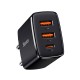 Baseus CCXJ-E02 Quick Charger Caricatore Alimentatore Da Rete 30W 2 USB + 1 USB-C Nero