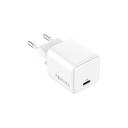 Presa Spina Caricabatterie Forever TC-08-20C GaN PD QC charger 1x USB-C 20W Ricarica Rapida iPhone Samsung Universale bianca