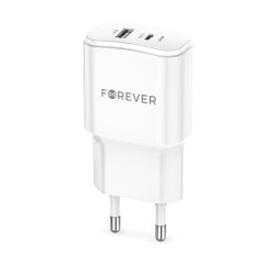 Presa Spina Caricabatterie doppia uscita Forever TC-01-20AC uscite USB - USB Type-C PD 20W QC 3.0 Ricarica Rapida Universale