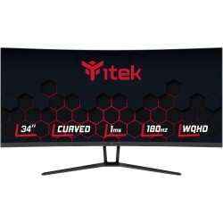 ITEK Monitor GGC 34" Curvo R1500, WQHD 3440x1440 UltraWide, VA, 180Hz, 21:9, 1ms, 2xHDMI, 2xDP, HDR400, Adapt Sync