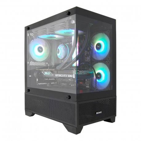 PC Computer Gaming Assemblato Intel i5-12400F Ram 32GB SSD 1TB RTX 5060 8GB GDDR7 Nero A-RGB Dissipazione a Liquido