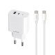 Presa Spina Caricabatterie doppia uscita USB - USB Type-C PD 20W QC 3.0 Ricarica Rapida MXTC-06 iPhone Universale Max