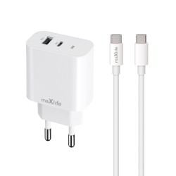 Presa Spina Caricabatterie doppia uscita USB - USB Type-C PD 20W QC 3.0 Ricarica Rapida MXTC-06 iPhone Universale Max