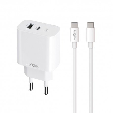 Presa Spina Caricabatterie doppia uscita USB - USB Type-C PD 20W QC 3.0 Ricarica Rapida MXTC-06 iPhone Universale Max